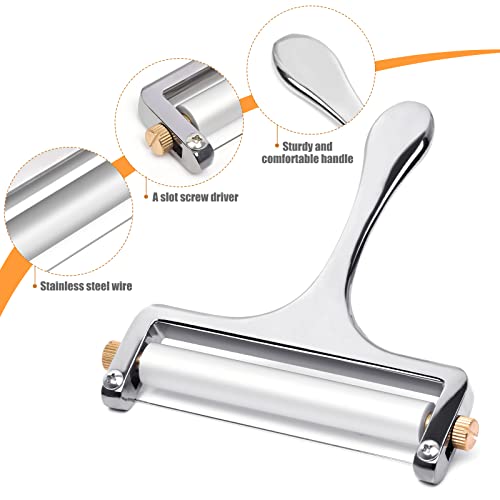 Sopito Stainless Steel Wire Cheese Slicer With 3 Extra Wires Adjustable Thickness, Handheld Cheese Block Cutter for Cheddar, Gruyere, Raclette, Mozzarella - Image 5