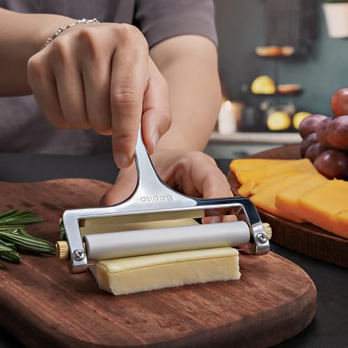 Sopito Stainless Steel Wire Cheese Slicer With 3 Extra Wires Adjustable Thickness, Handheld Cheese Block Cutter for Cheddar, Gruyere, Raclette, Mozzarella - Image 2
