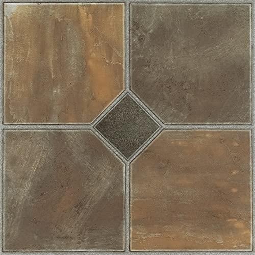 Achim Nexus Self Adhesive 12-Inch Vinyl Floor Tiles, 20 Tiles - 12" x 12", Rustic Slate Pattern - Peel & Stick, DIY Flooring for Kitchen, Dining Room, Bedrooms & Bathrooms by Achim Home Decor - Image 1
