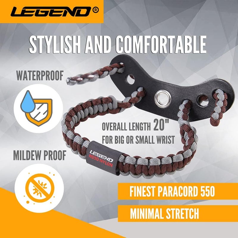 Legend 550 Paracord Bow Wrist Sling - Compound Bow Stabilizer & Hand Loop Carrier for Bow Hunting - Adjustable Wrist Strap with Durable Leather Yoke, Strong Metal Grommets - Archery Accessories & Gear - Image 3
