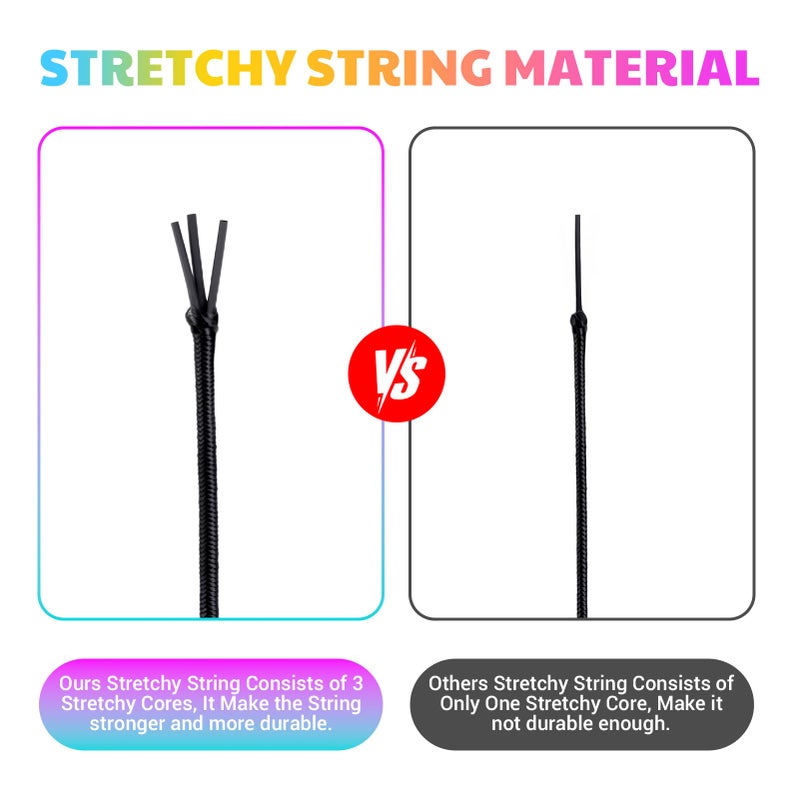 Inggix Stretchy Bracelet String Kit with Scissors & Beading Needle, 4 Rolls Elastic String for DIY Crafts, 1mm Stretchy Cord for Jewelry Making Sewing Necklace Beading, 660FT, (Black, White, Rainbow) - Image 3