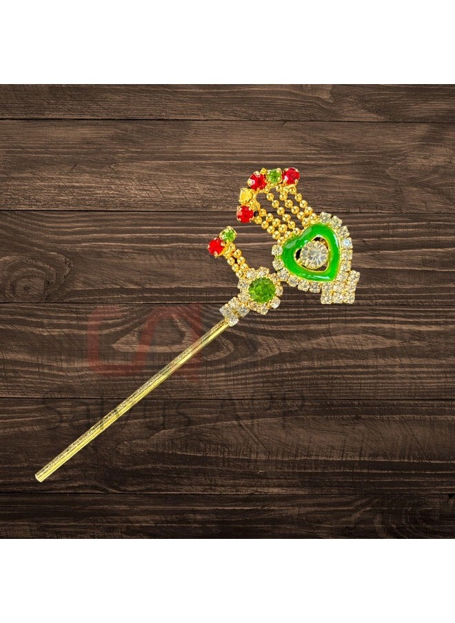Salvus App SOLUTIONS Salvus APP SOLUTIONS Handcrafted Metal Work Bansuri/Flute for Krishna Idol - Decorative Indian Artwork for Home or Office Decor (Multicolor, 3 x1.5 inch)  - Image 4
