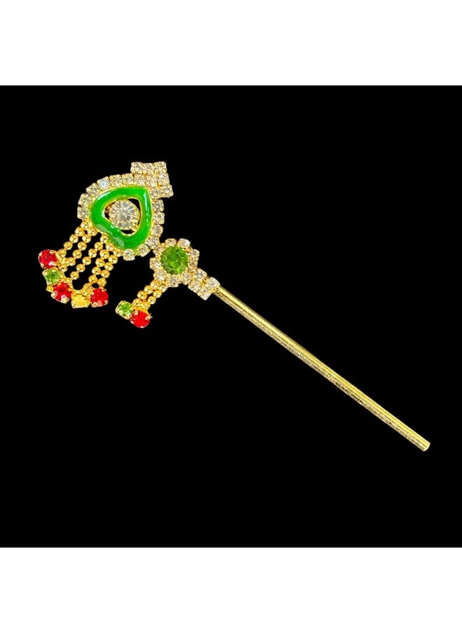 Salvus App SOLUTIONS Salvus APP SOLUTIONS Handcrafted Metal Work Bansuri/Flute for Krishna Idol - Decorative Indian Artwork for Home or Office Decor (Multicolor, 3 x1.5 inch)  - Image 1