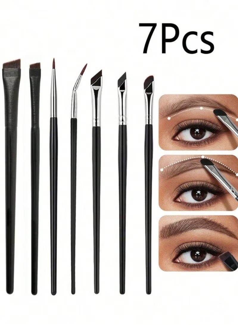 مجموعة فرش الحواجب ومكياج العيون من 7 قطع، فرش مكياج دقيقة رفيعة للغاية بزاوية دقيقة، جل تحديد العيون بدقة - Image 1