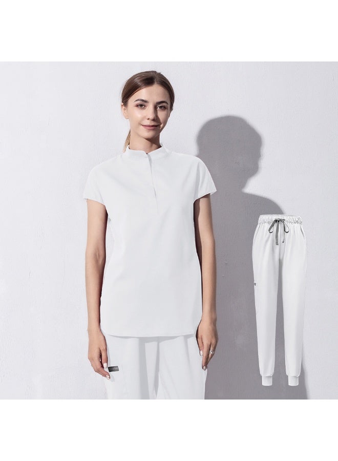 NIBEMINENT أزياء نسائية ملابس العمل قمصان سكراب + بنطلون زي طبي جراحة سكراب قميص بأكمام قصيرة لمتجر الحيوانات الأليفة طبيب ممرض زي تمريض - Image 1