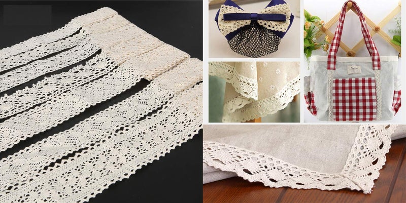 DIY Crafts Pack of 45 mtr 15x3, Black, 15 Yards White/Black/Ivory Knitting Cotton Lace Ribbon Handmade Patchwork Scrapbook Craft for DI(Pack of 45 mtr 15x3, Black) - Image 5