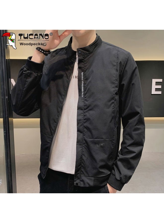 Tucano Tucano Men's Jacket, Spring And Autumn Stand-collar Casual Jacket, Men's Workwear Top, Loose-fitting Trendy Menswear, Black, 2xl - Image 2
