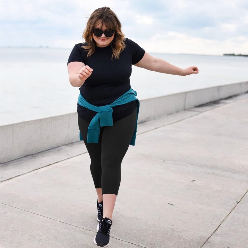 MOREFEEL Capri Plus Size Leggings for Women with Pockets-Stretchy XL-4XL Tummy Control High Waist Workout Black Yoga Pants - Image 3