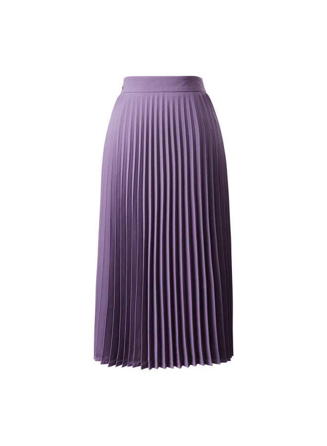 Yanyee Simple Versatile Pleated Skirt Women Spring Mid-length Skirt Commuting Elegant Half Skirt Dark Blue Xl/42 - Image 4