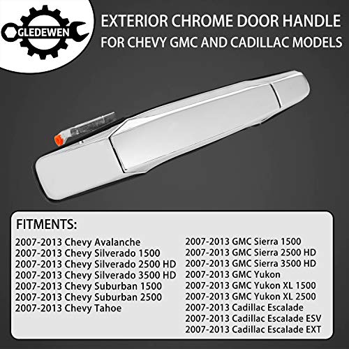 Gledewen Exterior Chrome Door Handle Front Right Passenger Side | for 2007-2013 Chevy Silverado Suburban Tahoe Avalanche, GMC Sierra Yukon, Cadillac Escalade | Replaces# 15915150, 22738722, 25960526, 80545 - Image 3