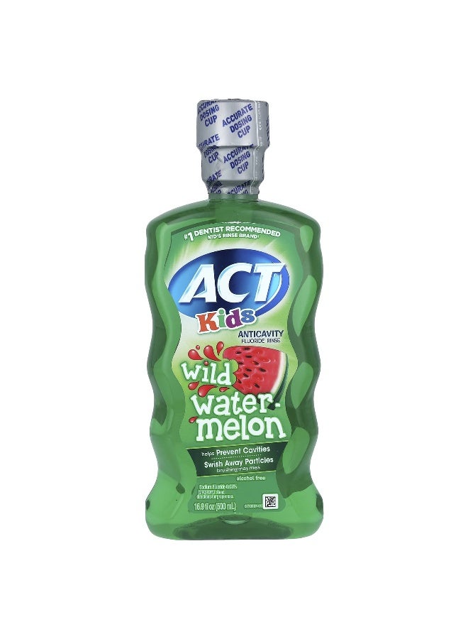 ACT Act, Kid's, Anticavity Fluoride Rinse, Alcohol Free, Wild Watermelon, 16.9 fl oz (500 ml)  - Image 1