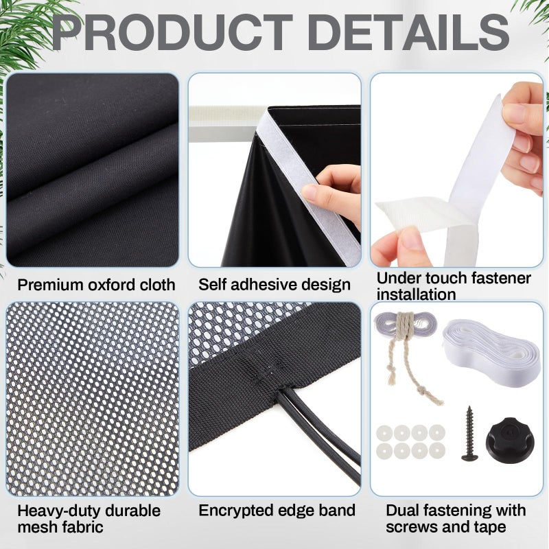 Tegeme Under Desk Privacy Panel with Cable Management Net Desk Skirt Self Adhesive Modesty Panel with Cord Organizer Pockets for Office Home Standing Workstation(Black,71'') - Image 5