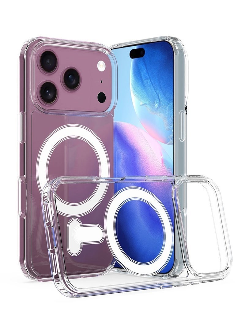 Raxoom Apple iPhone 17 Pro Max 5G 2025 Magnetic Case, Slim Transparent Flexible TPU Shockproof Magsafe Back Phone Case (MCTPTN) - Clear - Image 1