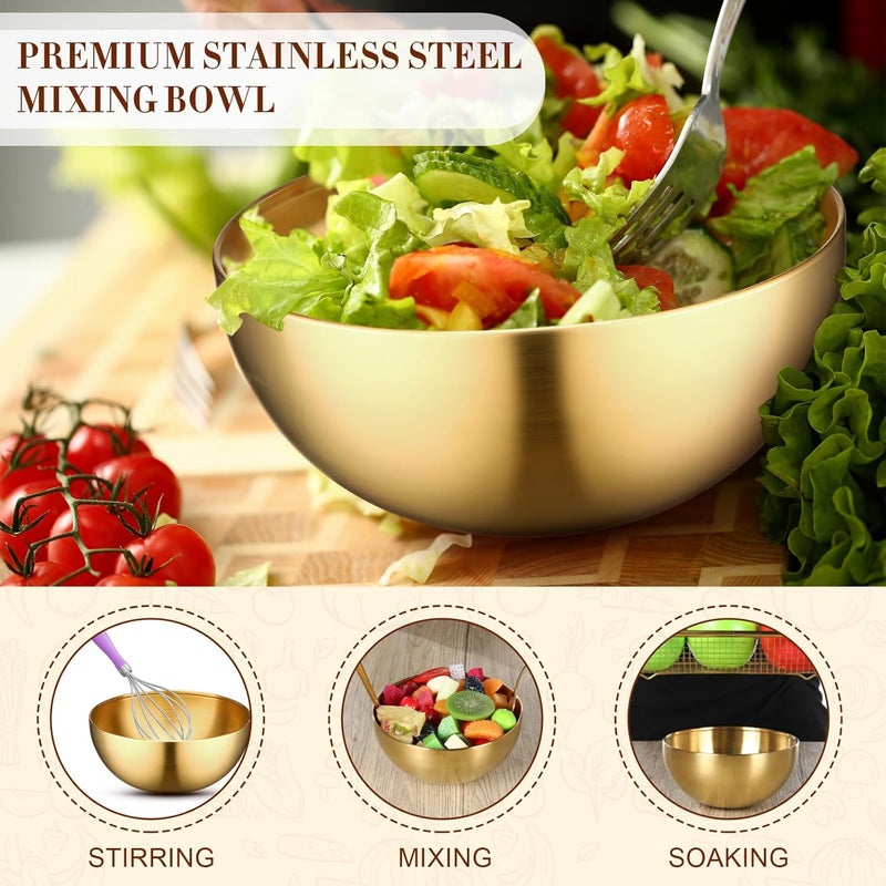 Nuogo 6 Pcs Gold Mixing Bowls Stainless Steel Mixing Bowl Decorative Gold Esthetician Bowls Metal Serving Bowl for Facial Cereal Rice Noddle Fruit Kitchen Party Cooking Baking Prepping(5.9 Inches) - Image 4