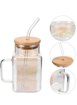 Square Drinking Cups with Handle Glossy Glass Tumbler with Bamboo Lids and Straw for Juice, Iced Coffee, Cocktails - pzsku/Z8AB8F0135ABEEDC04CB9Z/45/1750067515/a98cbd15-a3e9-4908-acba-9a9120b641ad