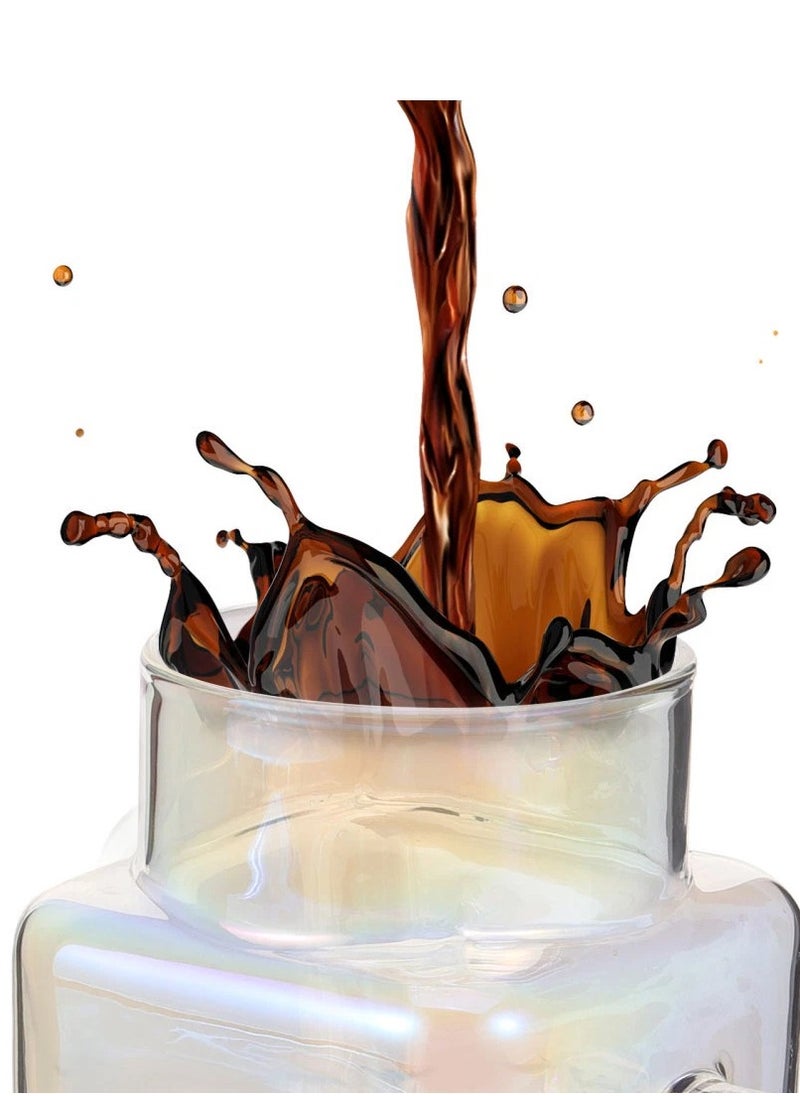 Square Drinking Cups with Handle Glossy Glass Tumbler with Bamboo Lids and Straw for Juice, Iced Coffee, Cocktails