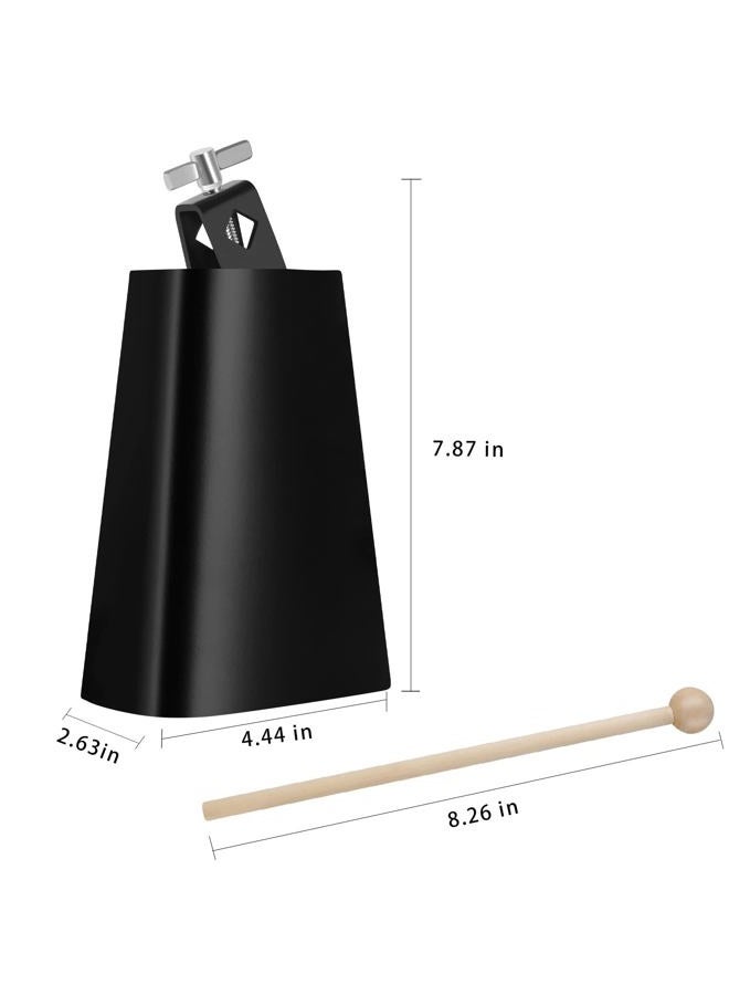 Eastrock 6 inch Metal Steel Cow Bell Noise Maker Cowbell Percussion Instrument with Handle Stick for Drum Set Kit Percussion - Image 2