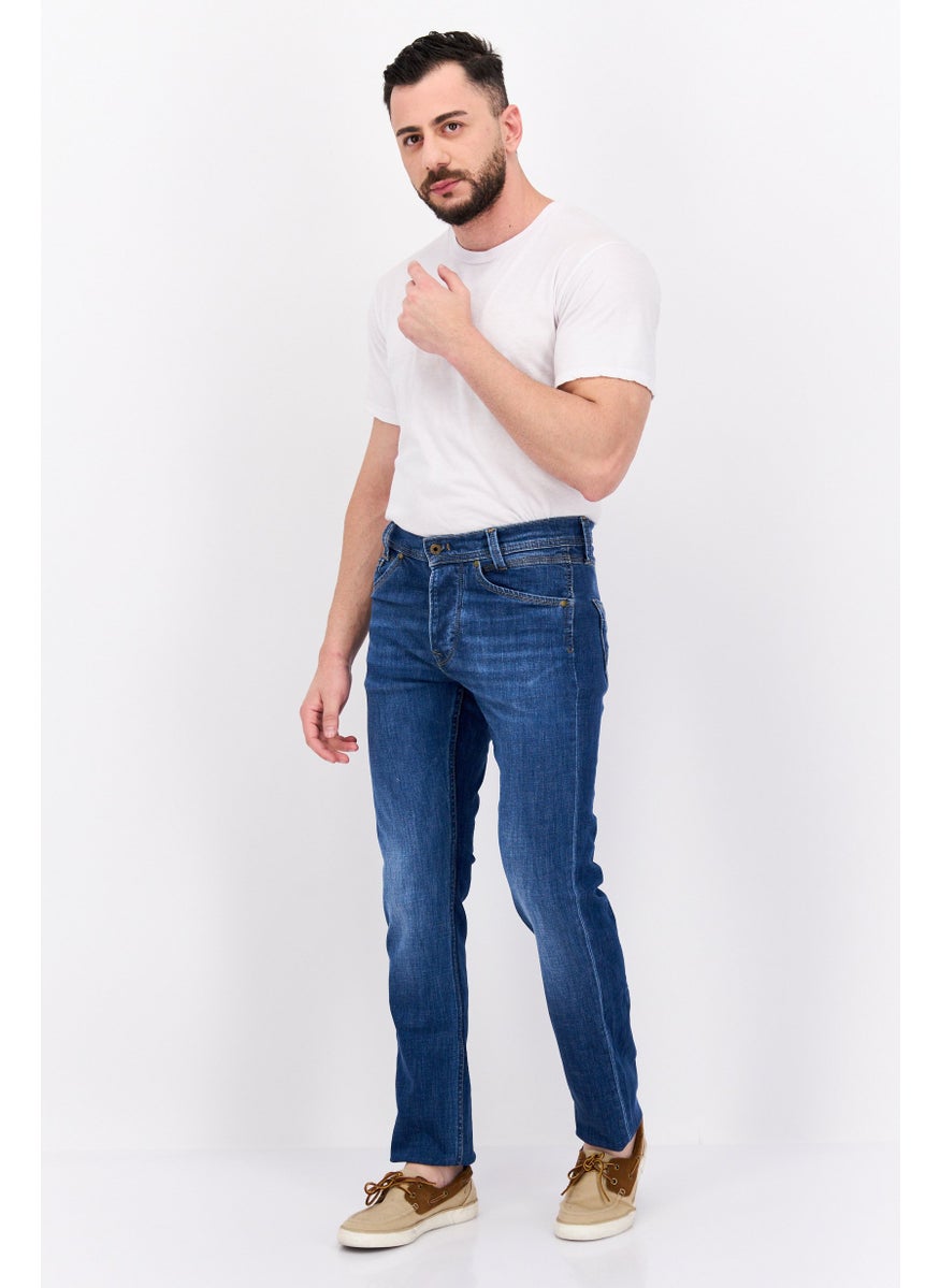 Pepe Jeans - Men Regular Fit Spike Stretchable Jeans, Med Blue - Image 1