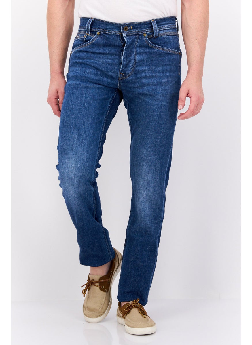 Pepe Jeans - Men Regular Fit Spike Stretchable Jeans, Med Blue - Image 1