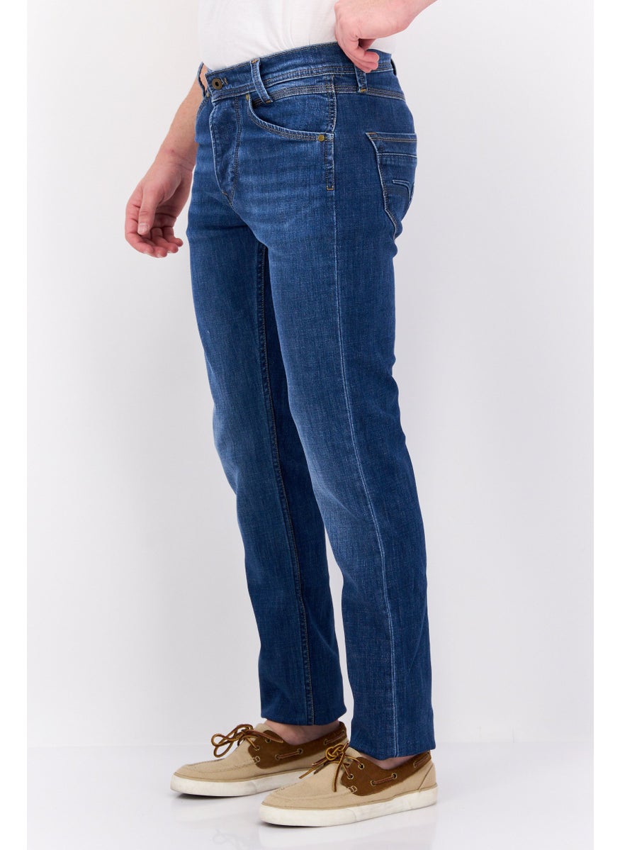 Pepe Jeans - Men Regular Fit Spike Stretchable Jeans, Med Blue - Image 1