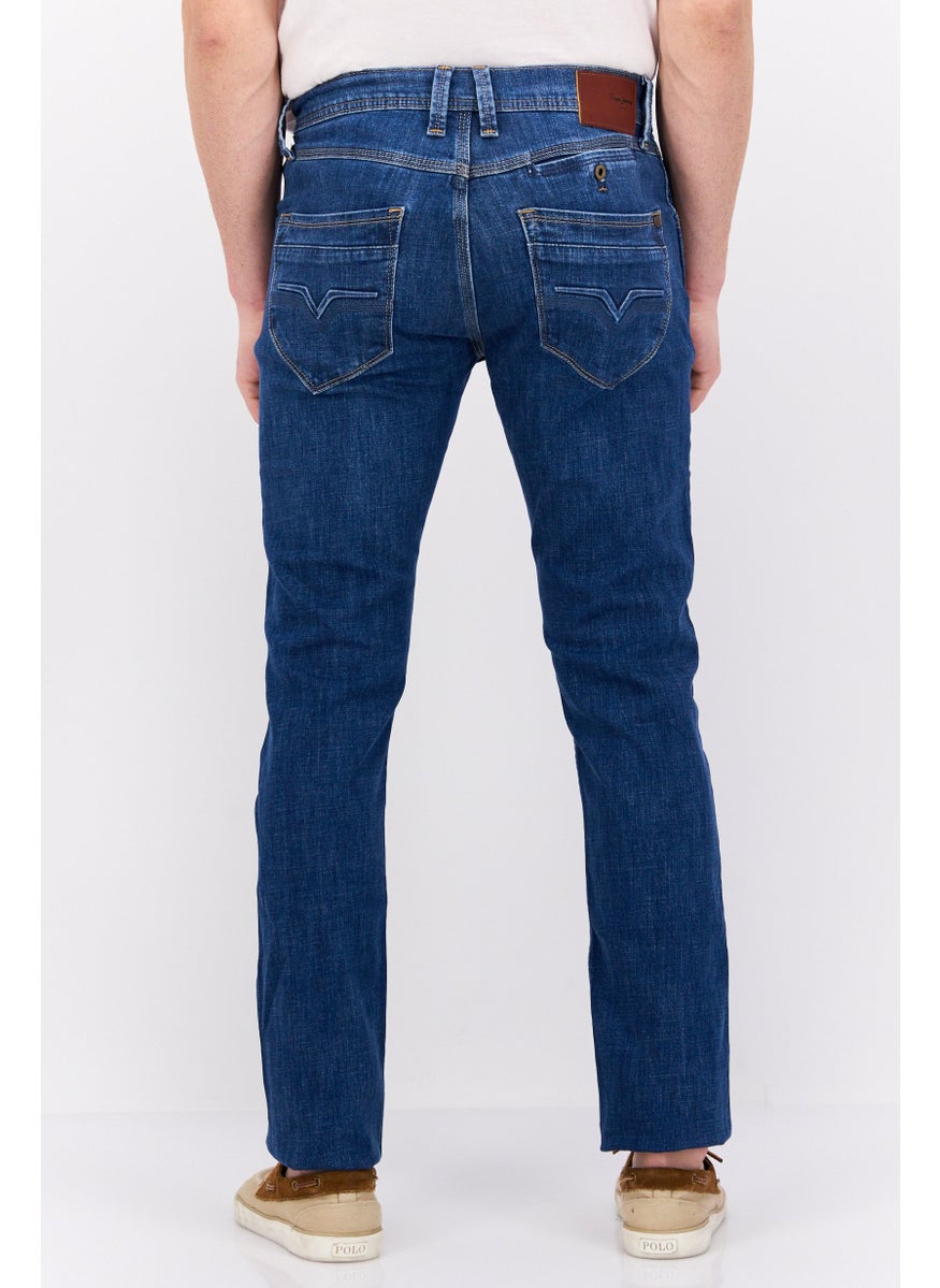 Pepe Jeans - Men Regular Fit Spike Stretchable Jeans, Med Blue - Image 1