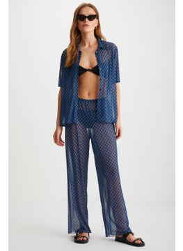 GRIMELANGE Arista Women Summer Tulle Black - Blue Pants  - Image 1