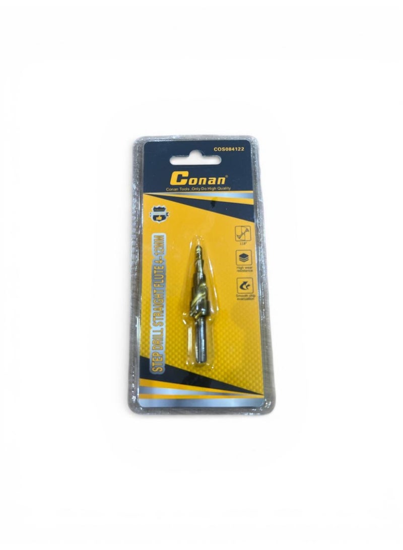 CONAN 3PCS Straight Flute Step Drill Bit Set – Model 3PC-COS084322-COS084122-COS084202 – Professional Multi-Size Drill Bits - Image 4