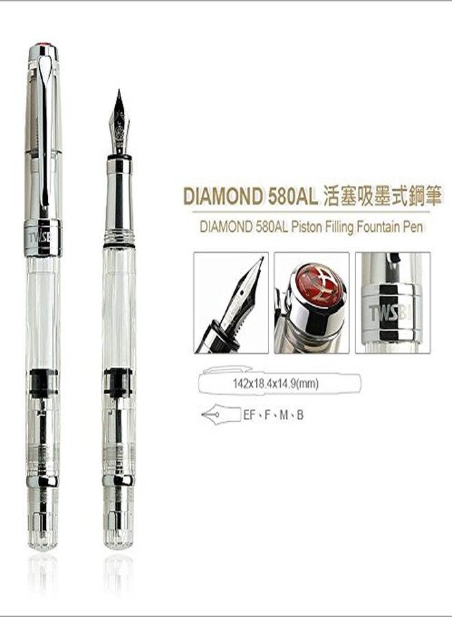 TWSBI Diamond 580AL Silver Fountain Pen nib EF - Image 4