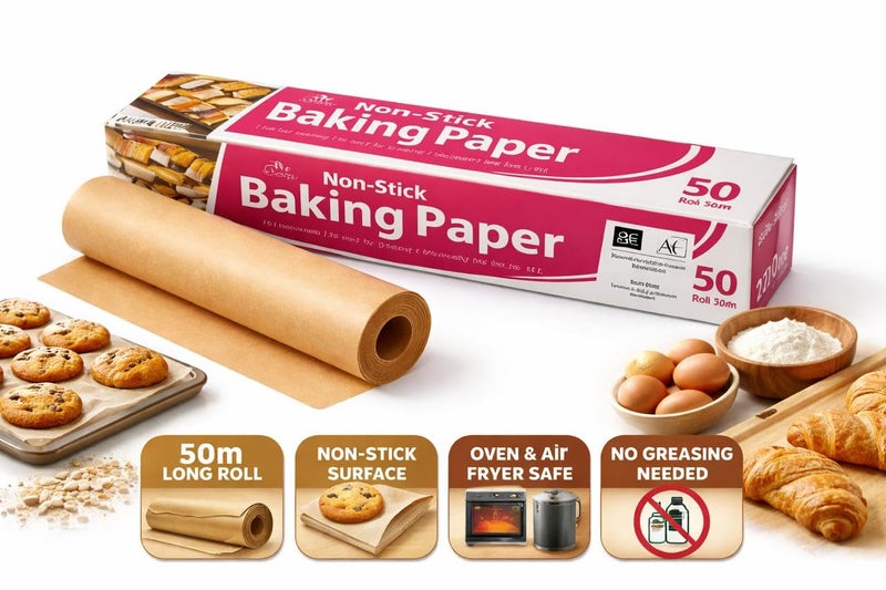 Baking Paper Roll Non-Stick – 50 Meter Parchment Paper for Baking, Air Fryer & Oven - Image 2