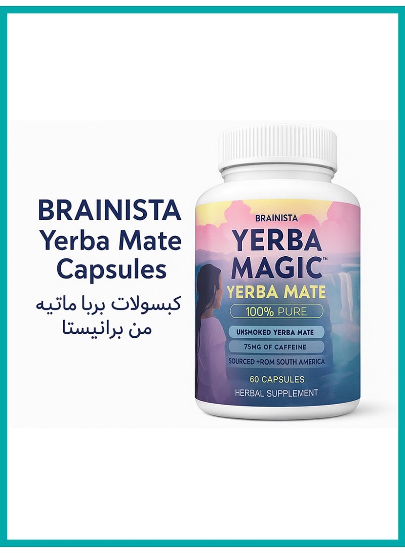 حول الدماغ Brainista Yerba Magic – كبسولات يربا ماتي 100% | طاقة طبيعية ونقية، تركيز ودعم للهضم | 60 جرعة - Image 1