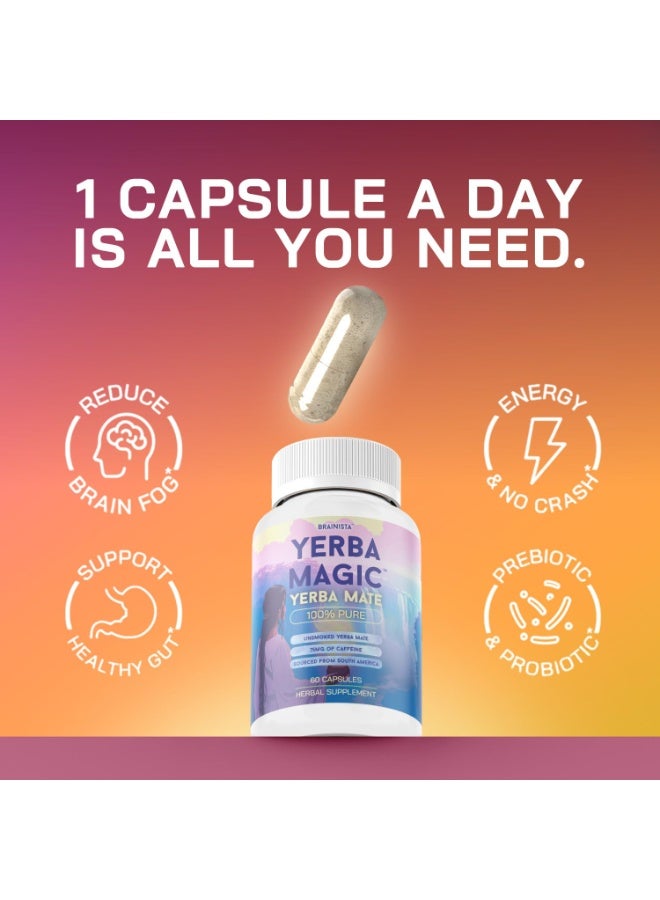 حول الدماغ Brainista Yerba Magic – كبسولات يربا ماتي 100% | طاقة طبيعية ونقية، تركيز ودعم للهضم | 60 جرعة - Image 5
