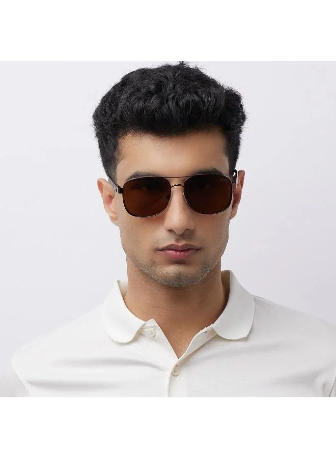 Lee Cooper Polarized Sunglasses Matte Dark Red Frame Brown Mirror Lens 59mm  - LC1209C02