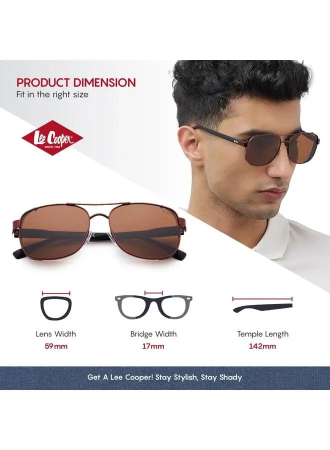Lee Cooper Polarized Sunglasses Matte Dark Red Frame Brown Mirror Lens 59mm  - LC1209C02