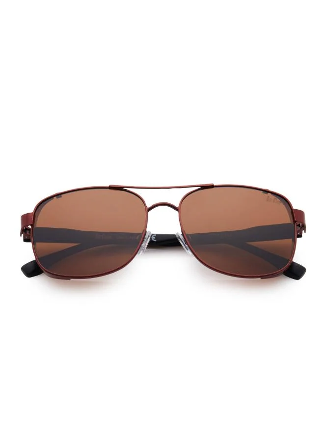 Lee Cooper Polarized Sunglasses Matte Dark Red Frame Brown Mirror Lens 59mm  - LC1209C02