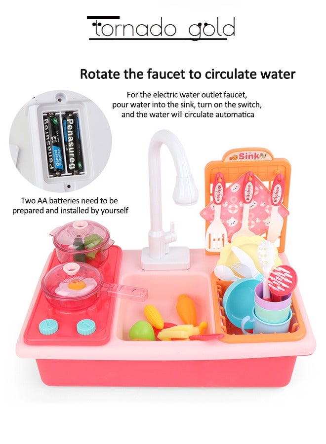 تورنيدو جولد لعبة حوض المطبخ مع لعبة غسالة الأطباق الموقد مجموعة التعليم المبكر محاكاة غسالة الأطباق التلقائي دورة المياه وظيفة الصرف الكهربائي - Image 5