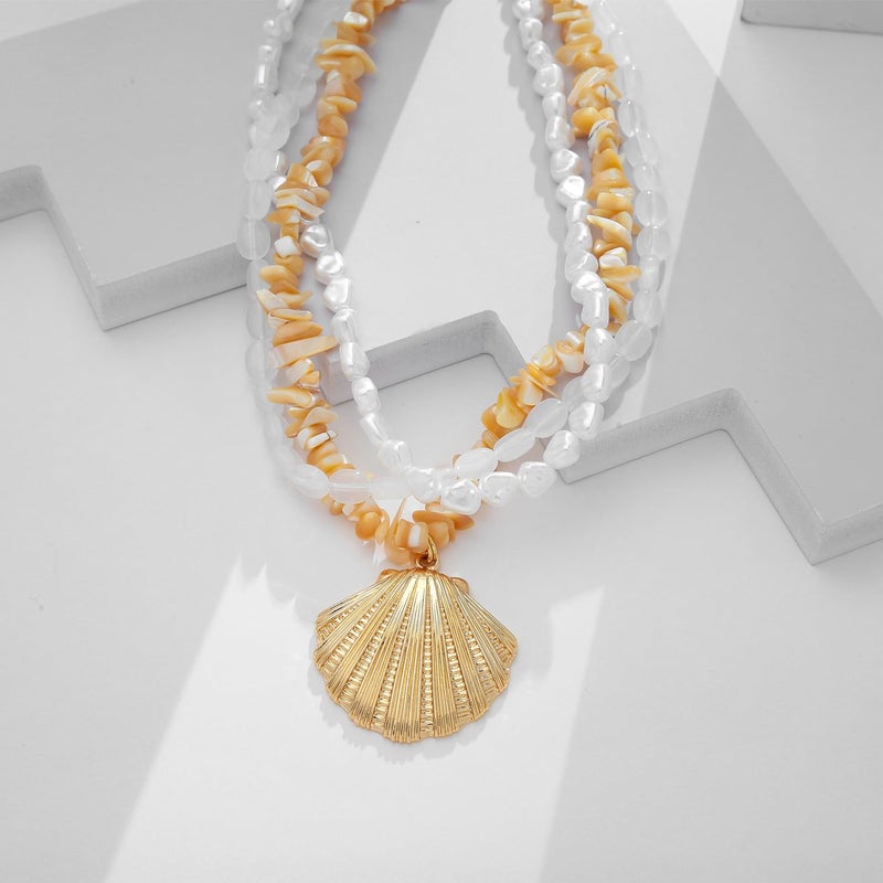 HolidayQbee Gold Seashell Necklace For Women With Beach Puka Shells And Bead Chains Beach Shell Pendant Necklace Ocean Chains Necklaces Fashion Summer Necklaces Jewelry - Image 5