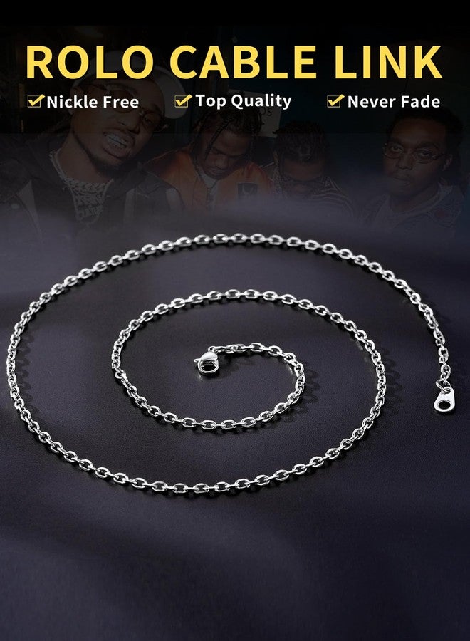 ChainsHouse Stainless Steel Cable Link Chain Necklace for Women Men Jewelry Gift 3mm Sturdy Strong Rolo Chain Necklaces, 18 Inch - Image 4