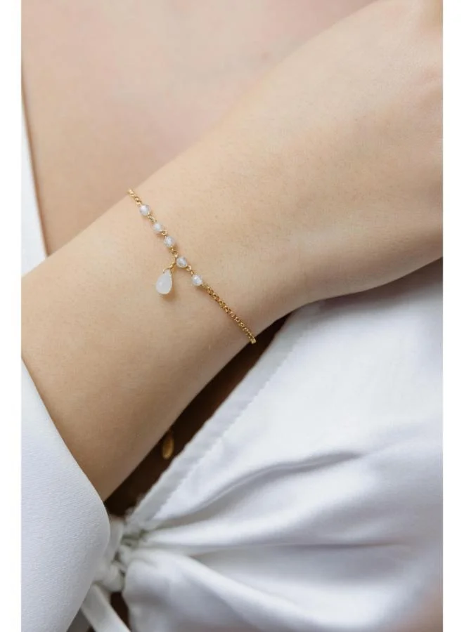 جواندلينا Silver Yellow Gold Plated Bracelet with Semi Precious Stones