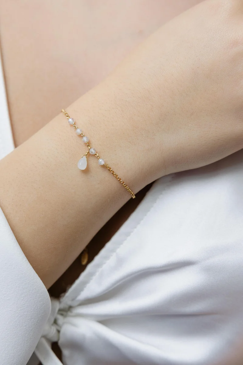 Guendalina Silver Yellow Gold Plated Bracelet with Semi Precious Stones