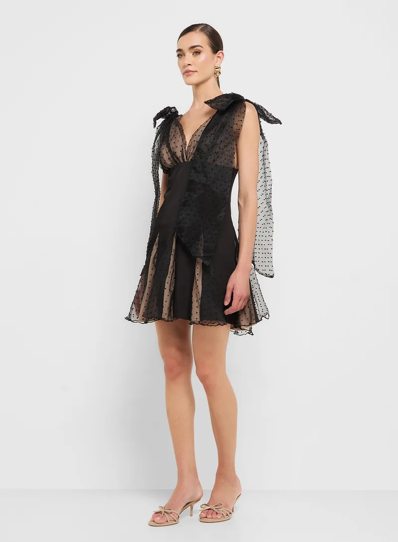 Ginger Boutique eclat luxe dobby mesh fit n flare dress