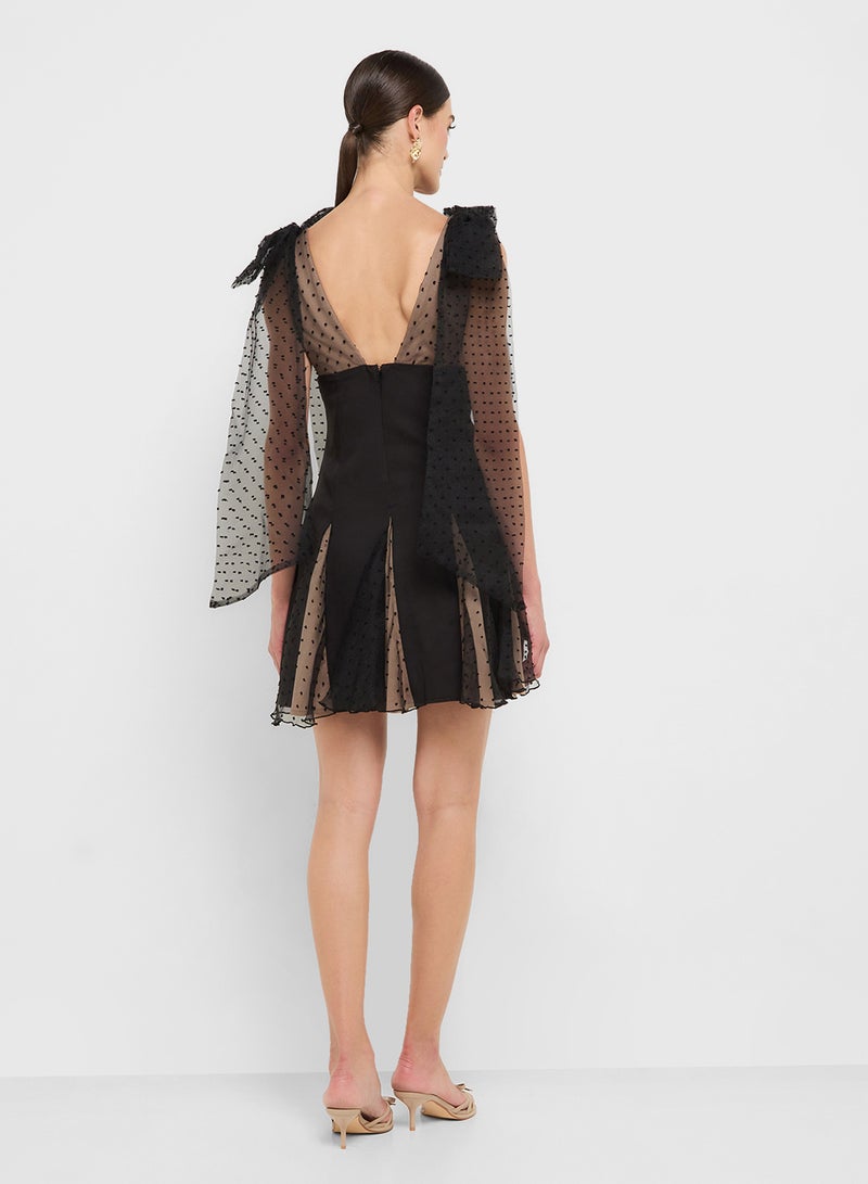 Éclat Luxe eclat luxe dobby mesh fit n flare dress - Image 2