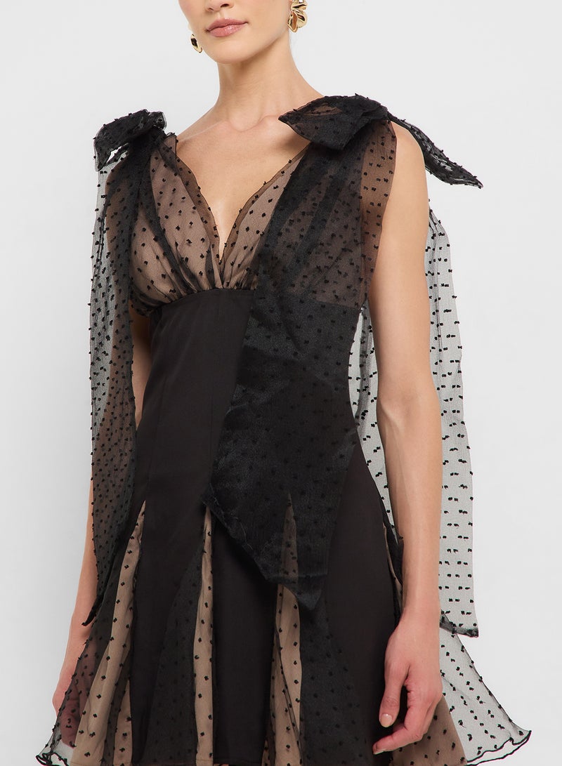 Éclat Luxe eclat luxe dobby mesh fit n flare dress - Image 3