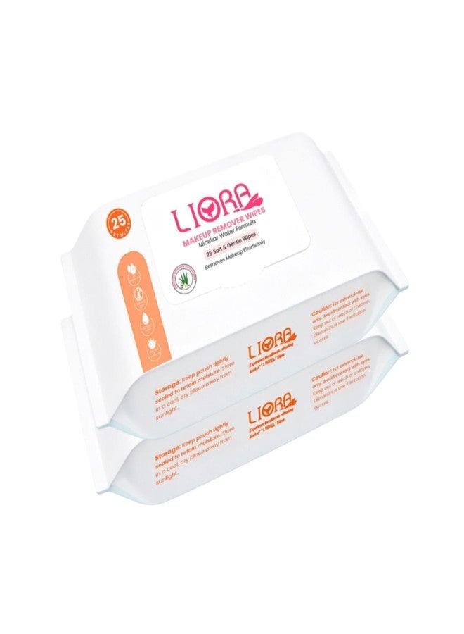 LIORA Makeup Remover Wipes 2x25 Count | Gentle Cleansing Facial Wipes Makeup Remover (50 Wipes) - Image 1