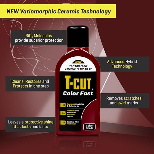 T-Cut أحمر داكن مزيل للخدوش، مُجدد طلاء سريع الألوان، 13 لون متاح، 17 أونصة سائلة - Image 3