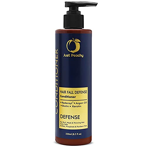 Just Peachy Hair Fall Defense Conditioner | Redensyl + Keratin + Moroccan Argan Oil + Biotin | Color Safe | For Dull, Weak & Thinning Hair | No Sulfate, Paraben, Phosphates | 100% Vegan | 250ml - Image 1