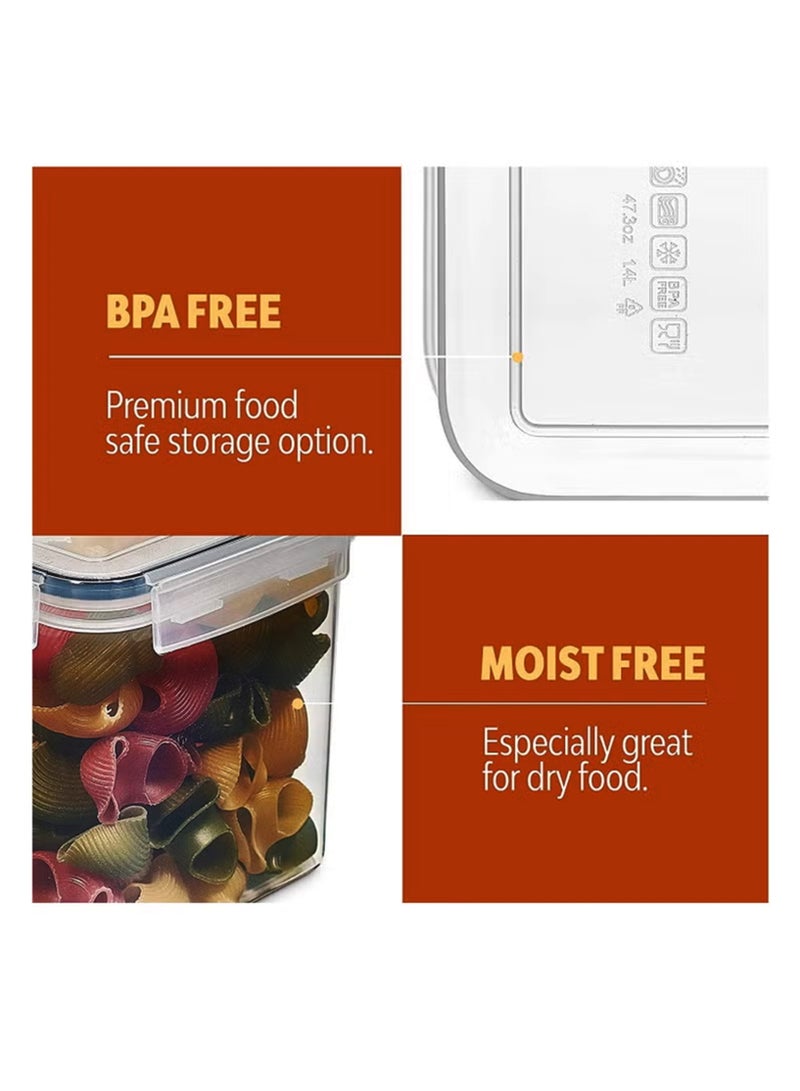 توشيونيكس مجموعة من 4 حاويات تخزين محكمة الإغلاق سهلة القفل T114571 | حاويات خالية من مادة BPA للحبوب والأرز والحبوب مع صنبور صب | صناديق تخزين مقاومة للرطوبة لمطبخ المؤن (0.8 لتر - 2.8 لتر) - Image 4