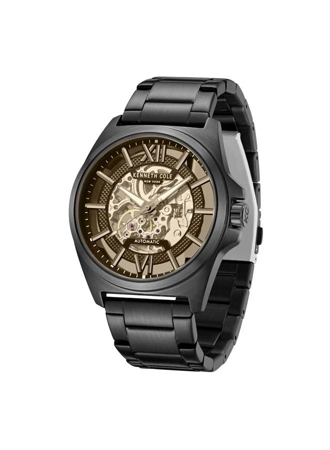 Kenneth Cole New York Pelham Bay Men's 44mm Automatic Watch with Black Dial & Stainless Steel Bracelet