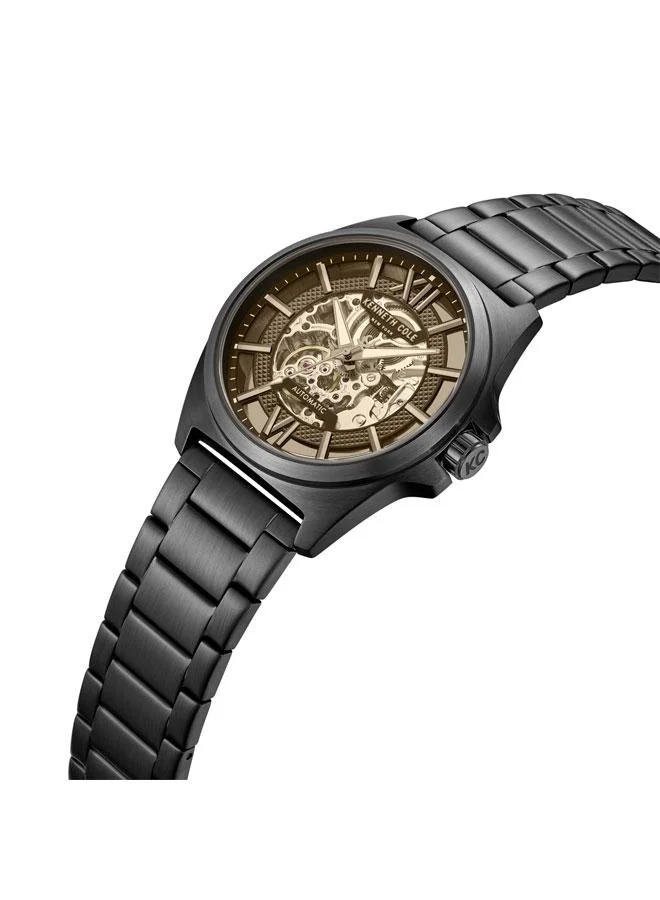 Kenneth Cole New York Pelham Bay Men's 44mm Automatic Watch with Black Dial & Stainless Steel Bracelet