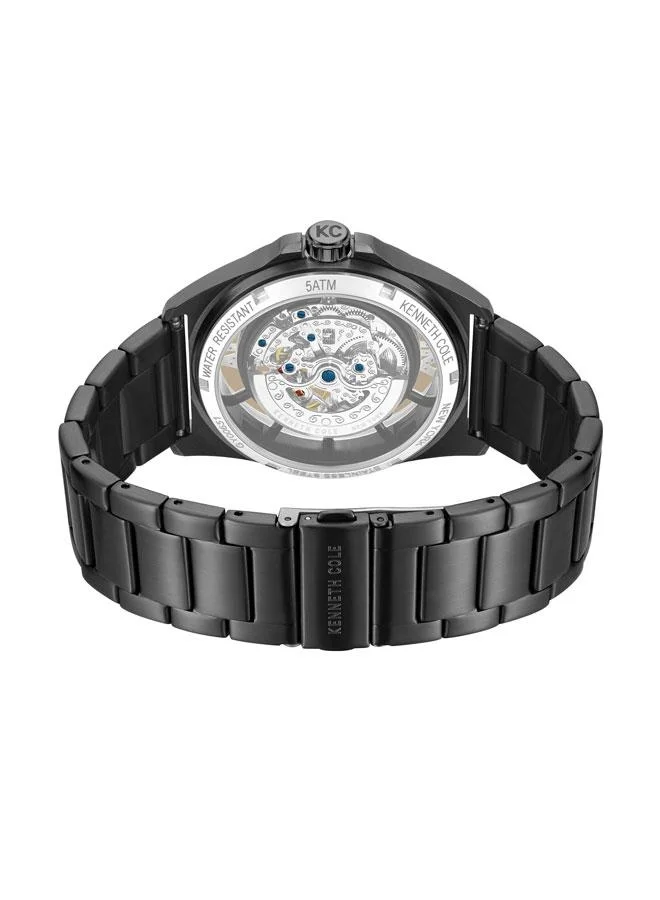 Kenneth Cole New York Pelham Bay Men's 44mm Automatic Watch with Black Dial & Stainless Steel Bracelet