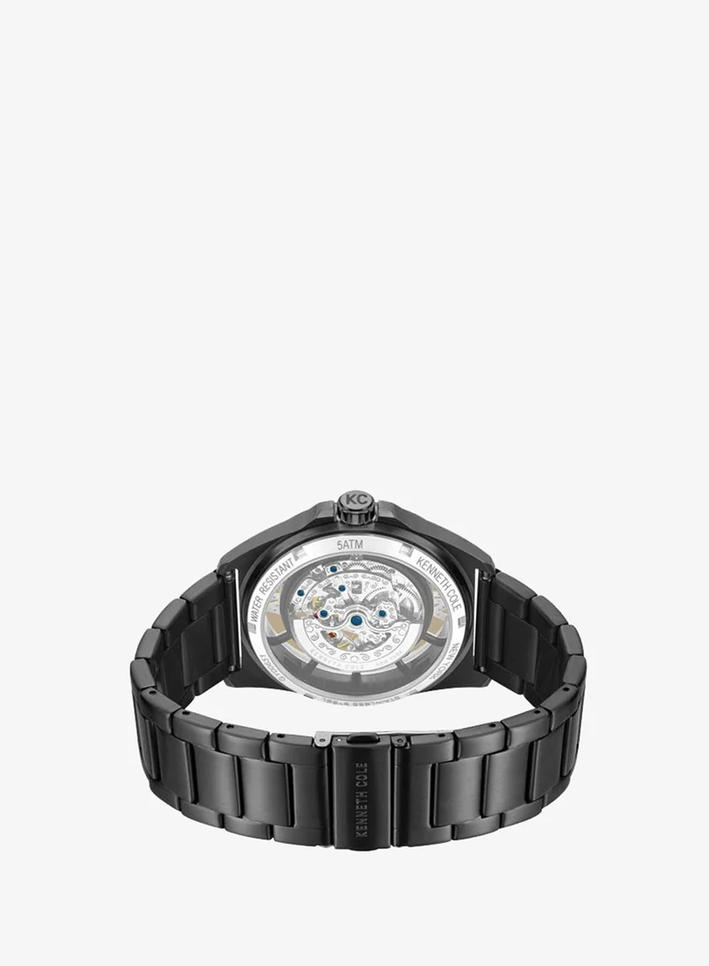 Kenneth Cole New York black Pelham Bay Men's 44mm Automatic Watch with Black Dial & Stainless Steel Bracelet for Men | Best Price UAE